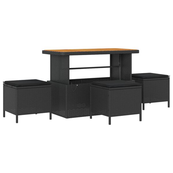 vidaXL Vrtna sedežna garnitura z blazino 12 pcs Črna poli ratan