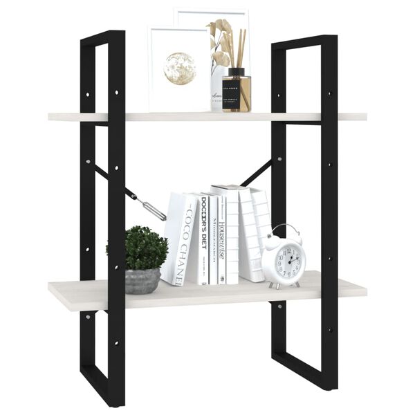 vidaXL Knjižna omara 2-nadstropna bela 60x30x70 cm trdna borovina