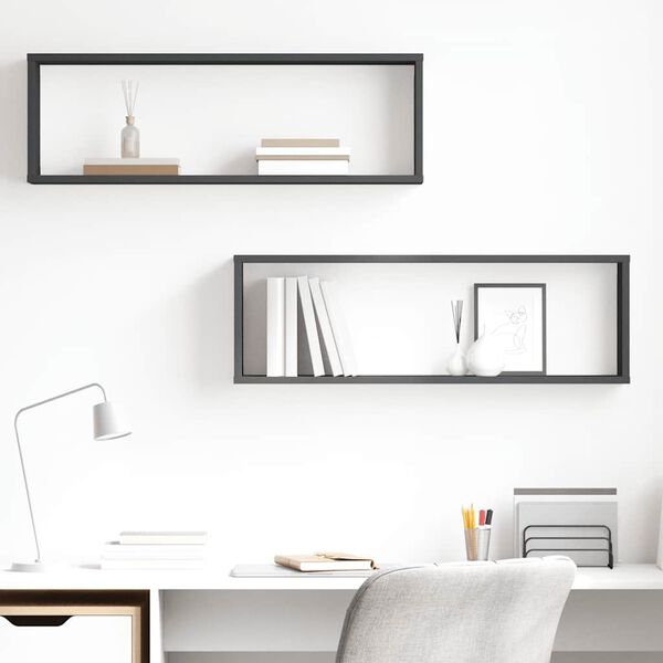 vidaXL Stenske police kockaste 2 kosa sive 80x15x26,5 cm