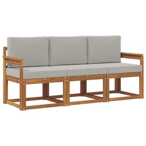 vidaXL Zunanja garnitura za sedenje 3 pcs Naravna in svetlo siva