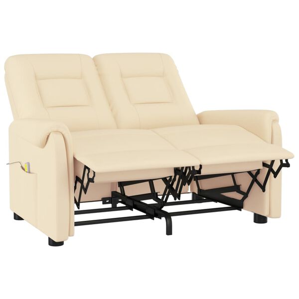 vidaXL Masažni dvosed krem umetno usnje