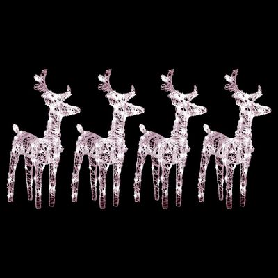 vidaXL Božični severni jeleni 4 kosi toplo beli 160 LED akril