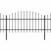 vidaXL Vrtna ograja s suličastim vrhom jeklo 1781,5 x 125 cm črna