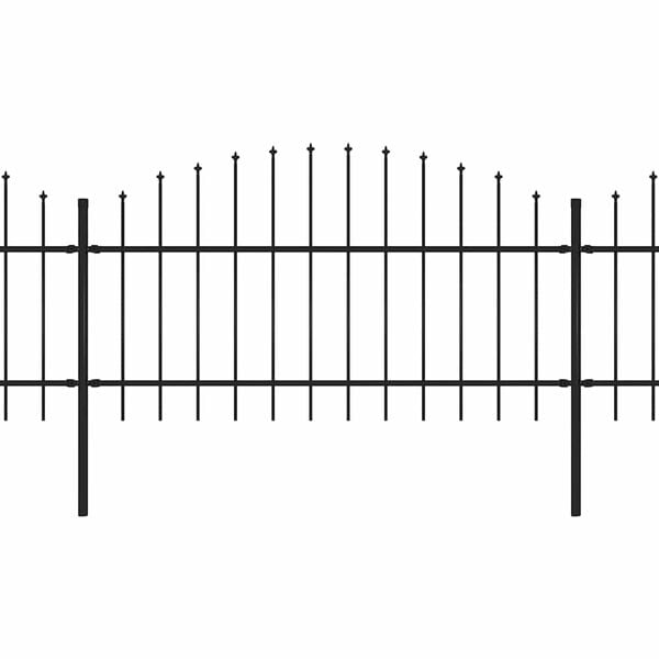 vidaXL Vrtna ograja s suličastim vrhom jeklo 1781,5 x 125 cm črna
