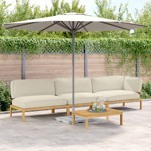 vidaXL Kavčna garnitura z blazino 4 pcs krema Masiven les akacije