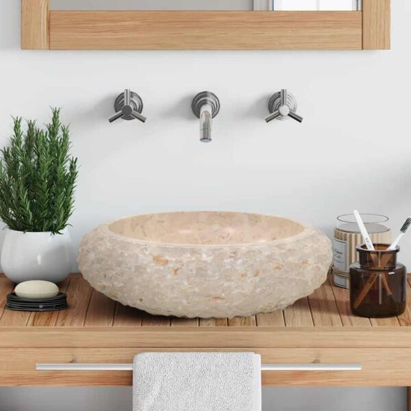 vidaXL Umivalnik 40x12 cm marmor krem