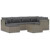 vidaXL Vrtna sedežna garnitura z blazinami 7-delna siv poli ratan