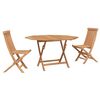 vidaXL Vrtnik Bistro Set 3 kos Naravna Trden tikov les