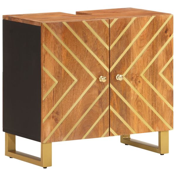 vidaXL Kopalni&scaron;ka omarica za umivalnik rjava in črna trden mangov les