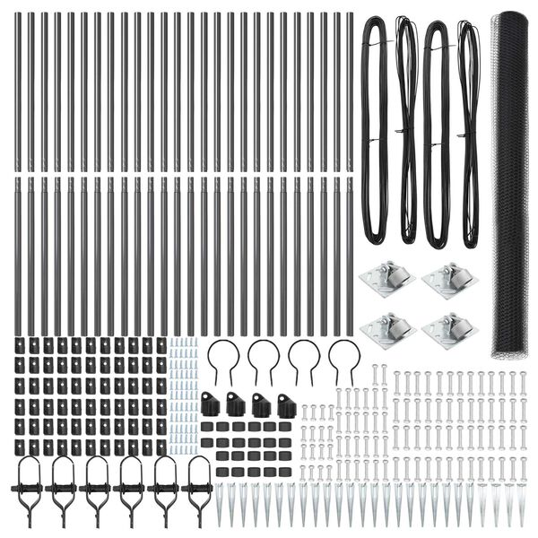 vidaXL Steber ograje. Siva 50 x 1,5 m (25 mm mreža) Jeklo in PVC