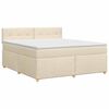 vidaXL Postelja boxspring z vzmetnico Krem 140 x 190 cm Blago
