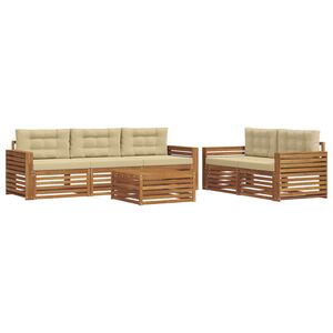 vidaXL Zunanja garnitura za sedenje z blazino 6 pcs Naravna in bež