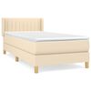 vidaXL Box spring postelja z vzmetnico krem 100x200 cm blago