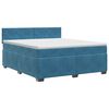 vidaXL Postelja boxspring z vzmetnico Temno modra 160 x 200 cm Žamet