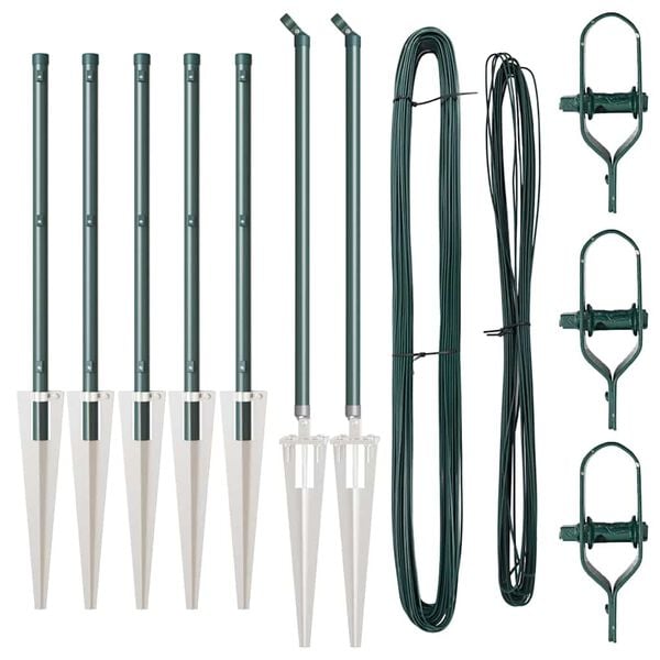 vidaXL Steber ograje. 7 pcs Zelena Jeklo