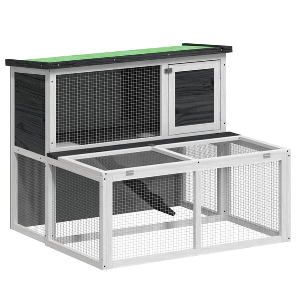 vidaXL Zajčnik siv 102x90x84,5 cm trdna borovina