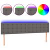 vidaXL LED posteljno vzglavje sivo 180x5x78/88 cm umetno usnje