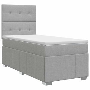 vidaXL Postelja boxspring z vzmetnico Svetlo siva 90 x 190 cm Blago