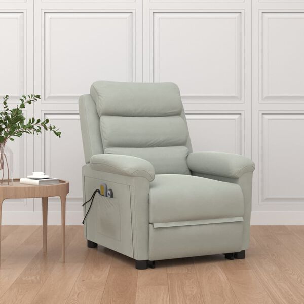 vidaXL Masažni stol s funkcijo vstajanja svetlo siv žamet