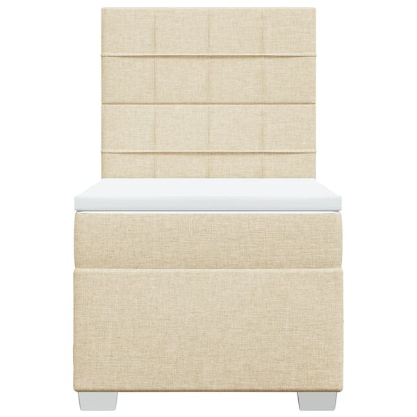 vidaXL Box spring postelja z vzmetnico krem 90x190 cm blago