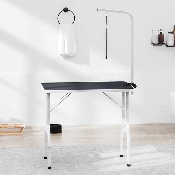 vidaXL Negovalna Miza za Pse in Mačke Nastavljiva z 1 Zanko