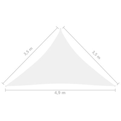 vidaXL Senčno jadro oksford blago trikotno 3,5x3,5x4,9 m belo