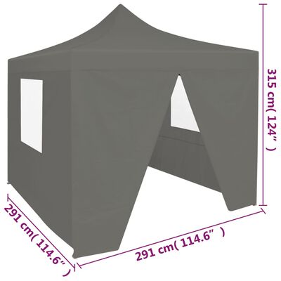 vidaXL Zložljivi pop-up šotor za zabave 4 stranice 3x3 m antracit
