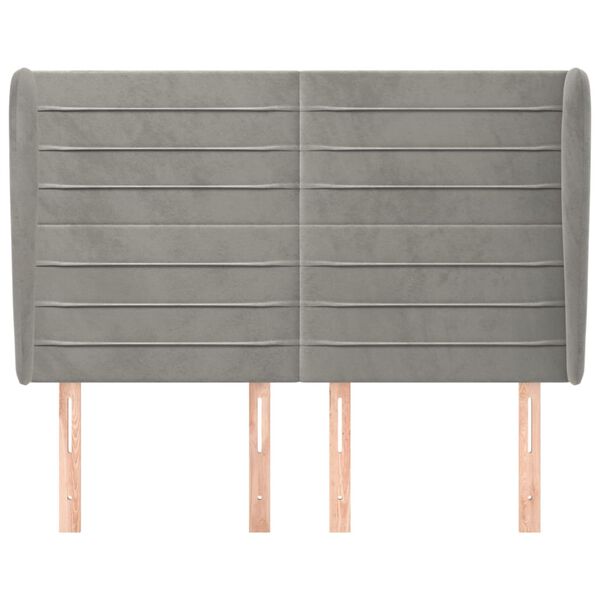 vidaXL Vzglavje z u&scaron;esi svetlo sivo 147x23x118/128 cm žamet