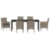 vidaXL Komplet za jedilnico v vrtu z blazino 7 pcs Siva poli ratan