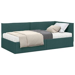 vidaXL Kotni okvir postelje z matrico 2 kos Temno zelena 80 x 200 cm