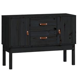 vidaXL Komoda črna 110x40x78 cm trdna borovina