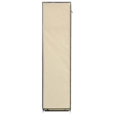 vidaXL Garderobna omara s predelki in palicami krem 150x45x175cm blago