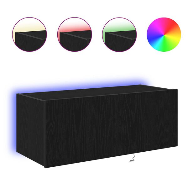 vidaXL TV stenska omara Črna Orehovina 80 x 35 x 31 cm Konstruiran les