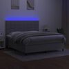 vidaXL Box spring postelja z vzmetnico LED sv. siva 160x200 cm blago
