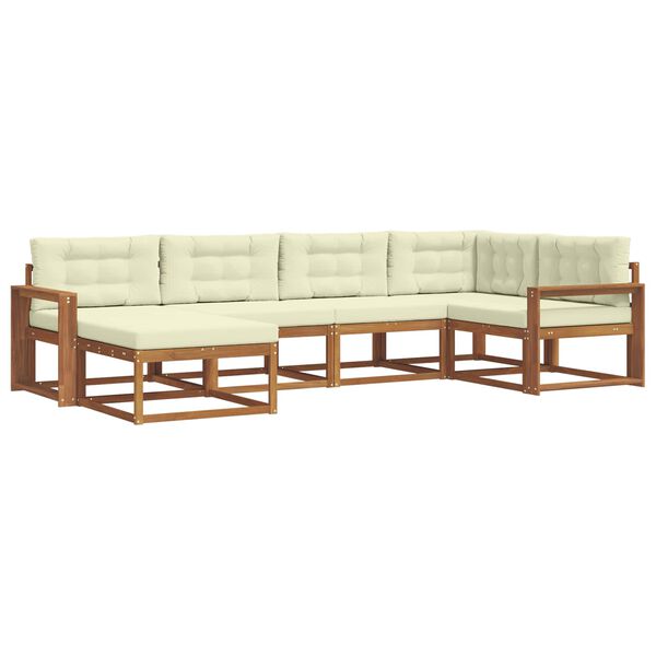 vidaXL Zunanja garnitura za sedenje z blazino 6 pcs Naravna in smetana