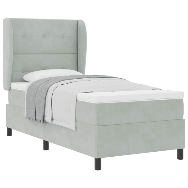 vidaXL Postelja z vzmetnico Svetlo siva 200 x 80 cm Poliester