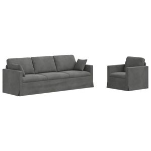 vidaXL Kavčna garnitura 2 pcs Temno siva 228 x 78 x 80 cm Žamet