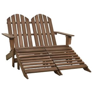 vidaXL Vrtni stol Adirondack za 2 osebi z naslonom za noge rjav