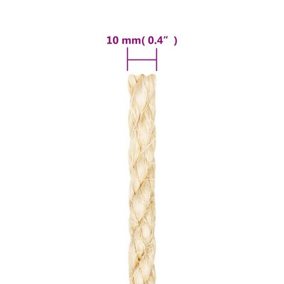 vidaXL Vrv iz 100 % sisala 10 mm 25 m