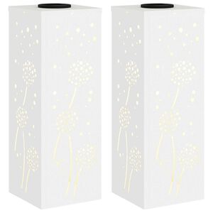 vidaXL Solarno LED svetilo za pot 2 pcs Bela Medenina