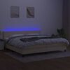 vidaXL Box spring postelja z vzmetnico LED krem 200x200 cm blago