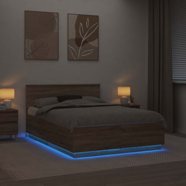 vidaXL Konstrukcija postelje Sonoma hrast 150 x 200 cm Konstruiran les