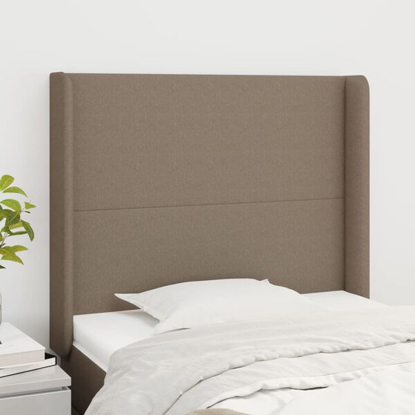 vidaXL Vzglavje z u&scaron;esi taupe 103x16x118/128 cm blago