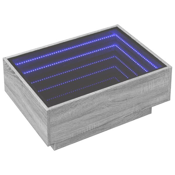 vidaXL Klubska mizica LED siva sonoma 70x50x30 cm inženirski les