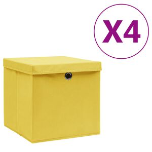 vidaXL &Scaron;katle s pokrovi 4 kosi 28x28x28 cm rumene