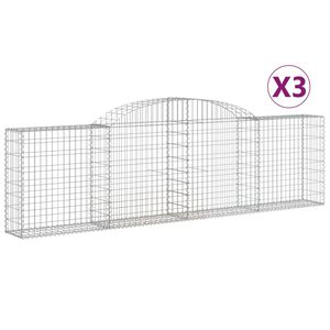 vidaXL Obokane gabion ko&scaron;are 3 kosi 300x30x80/100 cm pocinkano železo