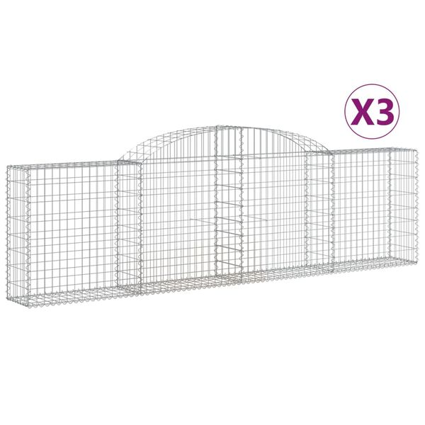 vidaXL Obokane gabion košare 3 kosi 300x30x80/100 cm pocinkano železo