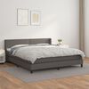 vidaXL Box spring postelja z vzmetnico siva 160x200 cm umetno usnje