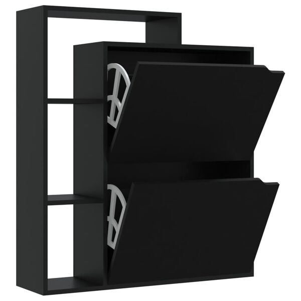 vidaXL Omarica za čevlje črna 79,5x24x90,5 cm iverna plo&scaron;ča