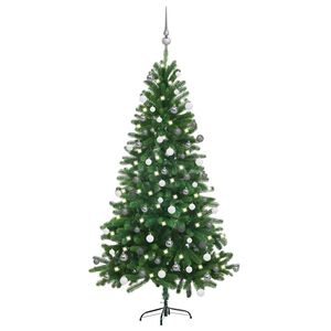 vidaXL Umetna osvetljena novoletna jelka z bunkicami 150 cm zelena